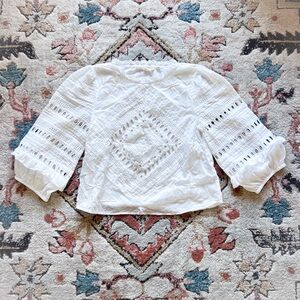Anthropologie Forever That Girl Ruffled Eyelet Top White